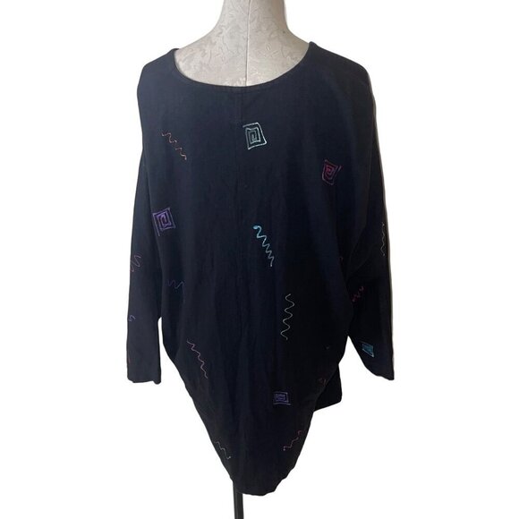 Cristina Maxx Vintage 90s Womens Sweater Skirt Set Size XL Black Cardigan V Neck - Picture 4 of 10